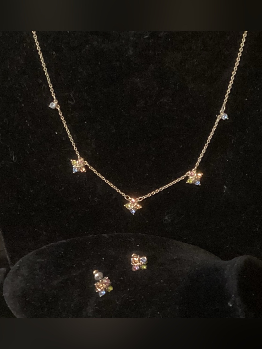 Delicate Silver-Tone Multi-Stone Necklace - Sparkling Blue and Clear Accents